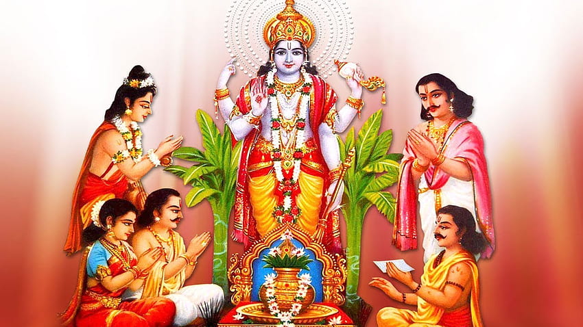 Sri Satyanarayana Pooja - Powerful Mantras to Invoke Lord Vishnu to Fulfill Wishes & Desires, Satyanarayana Swamy HD wallpaper
