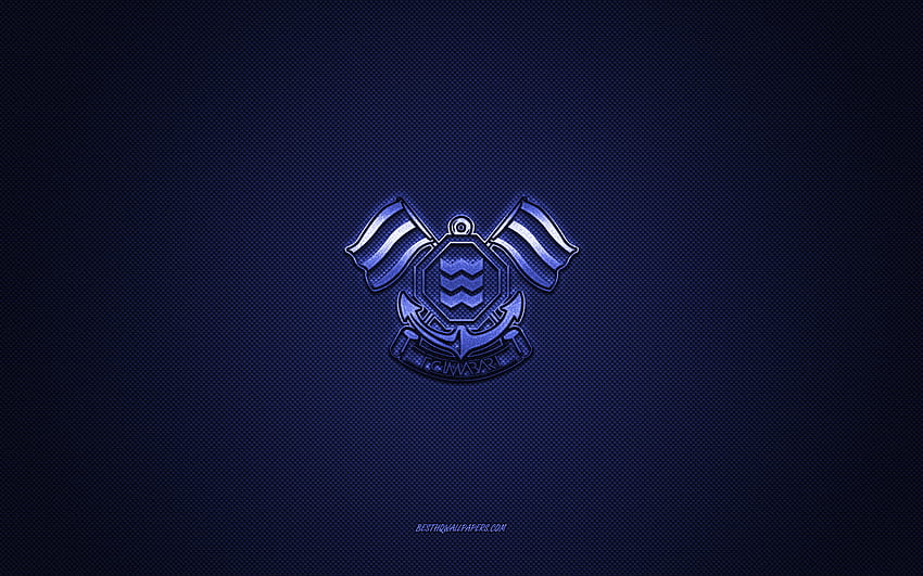 FC Imabari, Japanese football club, blue logo, blue carbon fiber background, J3 League, football, Imabari, Japan, FC Imabari logo HD wallpaper