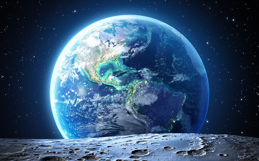 Bumi dari Bulan, luar angkasa, Bumi, planet, Bulan Wallpaper HD