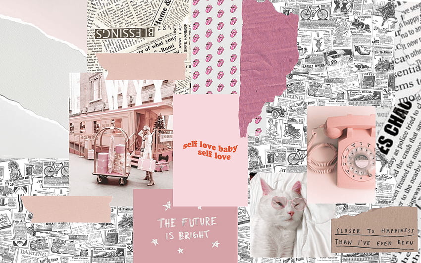 Light Pink Aesthetic Aesthetic Harry Styles Computer Background, Pink Collage HD wallpaper