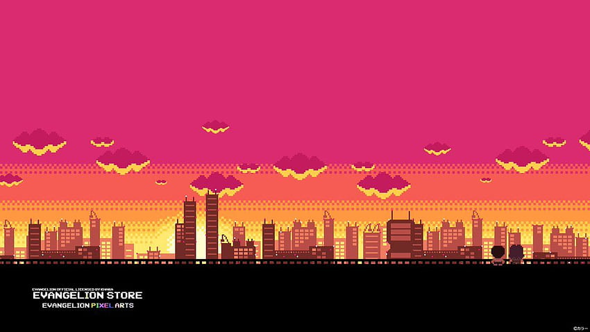 Xcomp Official Eva Store Giving Out A Nice Tokyo 03 Pixel Art Just Now. It's Pretty Cool, The Scene When Misato Shows Shinji The City ^^ HD wallpaper