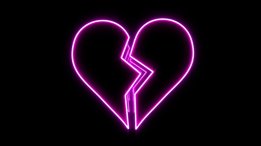 Leuchtende Multi Color Repeating Neon Breaking Heart Loop, Ästhetik des gebrochenen Herzens HD-Hintergrundbild