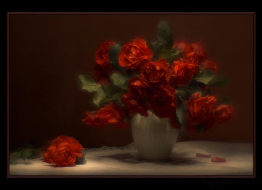 Roses rouges rouges..., roses, couleur, rouge, vase, fleurs, beauté Fond d'écran HD