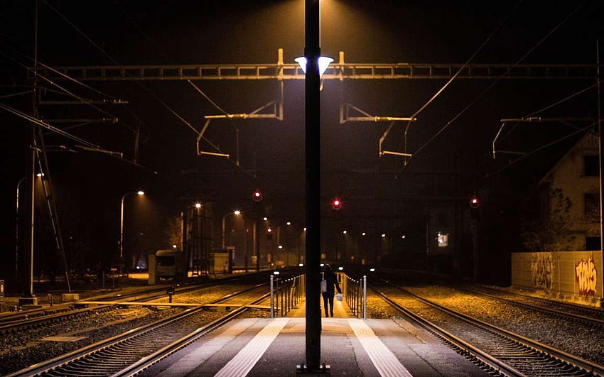lantern, pillar, railway, station, light, night, dark ultra 16:10 background HD wallpaper