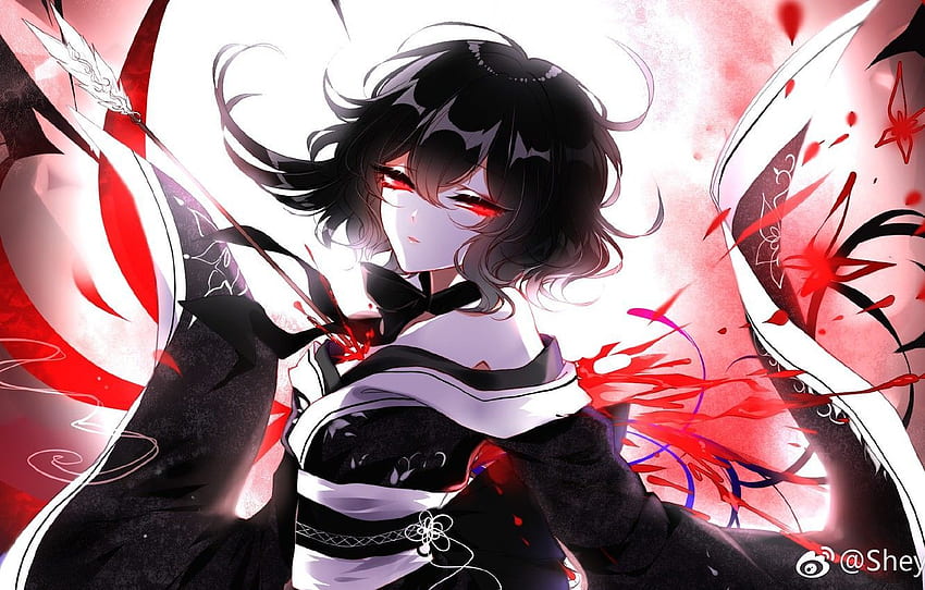 Blutendes Anime-Mädchen, blutiges Anime-Mädchen HD-Hintergrundbild