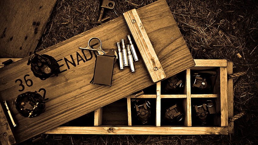 Near Misses Count, straw, screws, graphy, rope, bullets, ammunition, grenades, abstract, box, crate HD wallpaper