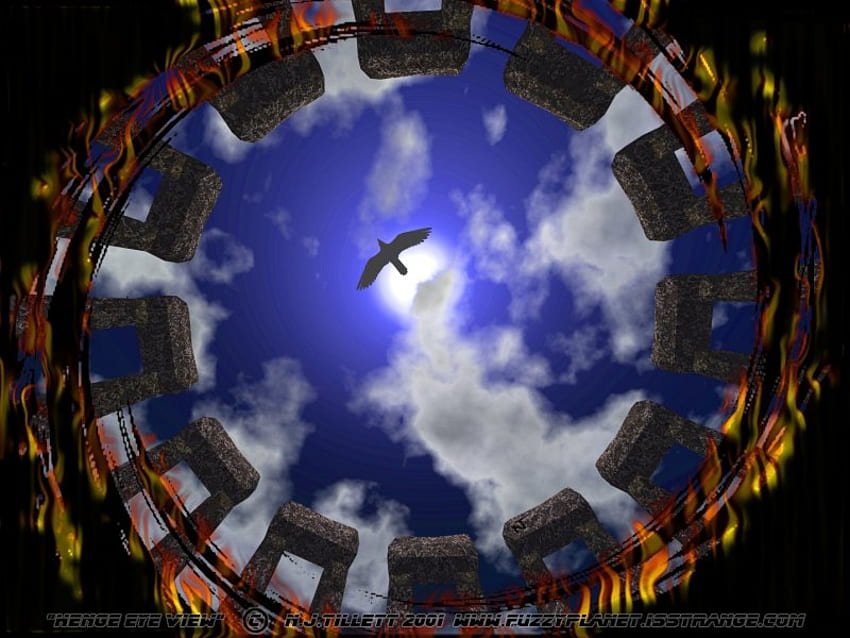 Henge_Eye_View, esprit, oiseau, lune, stonehenge Fond d'écran HD