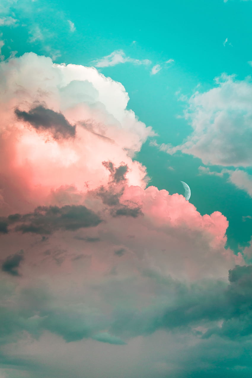 naturaleza, cielo, nubes, luna, luz, color claro, poroso fondo de pantalla del teléfono