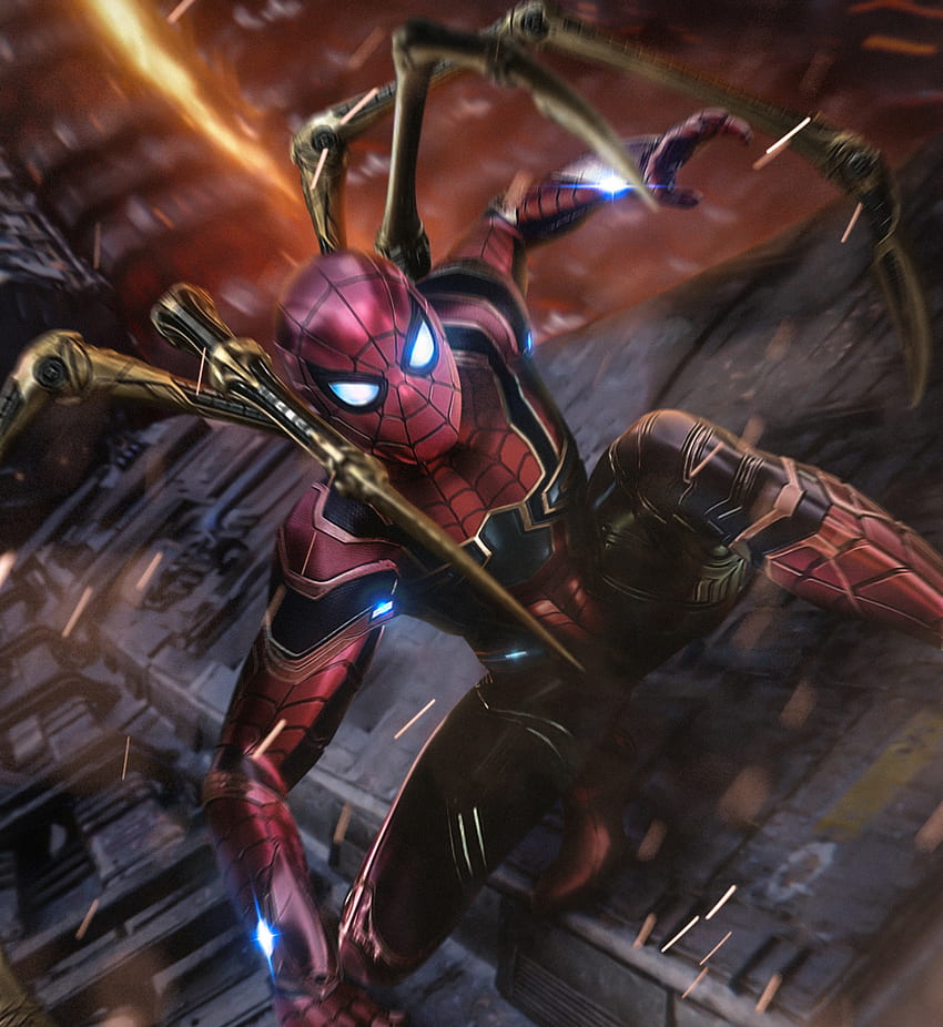 Iron-spider, spider-man, superhero, 2019, fan-art HD phone wallpaper