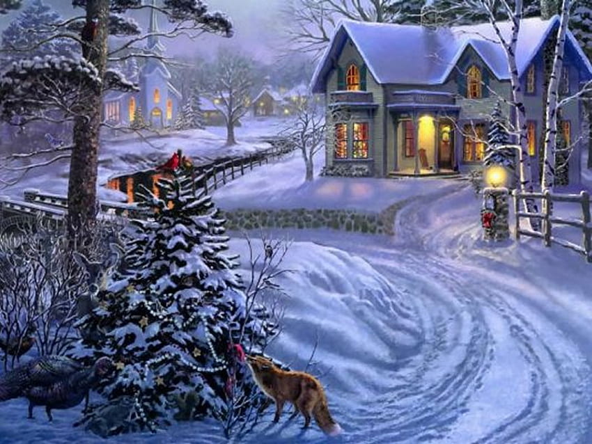 Sweet winter, winter, holiday, snow, christmas, tree HD wallpaper