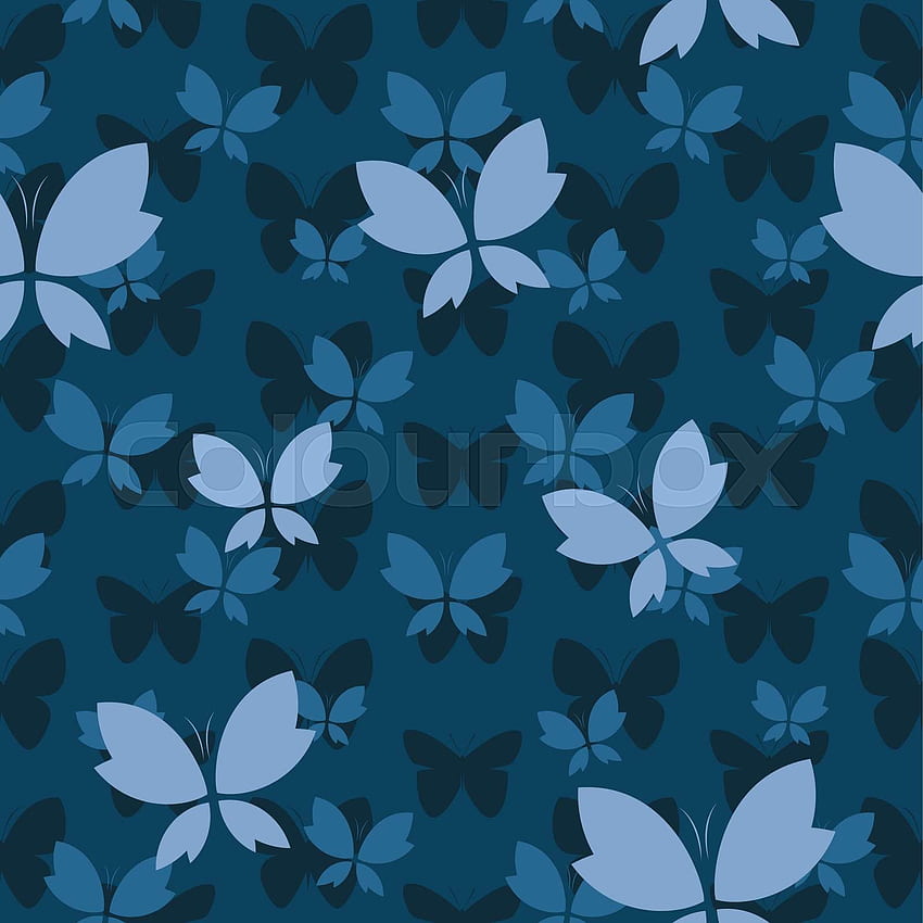 Vector seamless pattern with butterfly on dark blue background. . Stock vector, Dark Blue Butterfly HD phone wallpaper