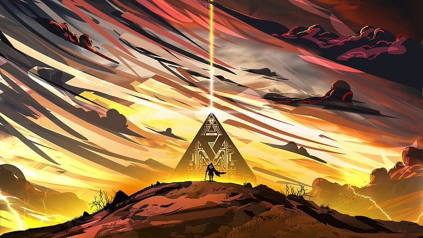 Podróżnik w piramidzie, fantazja, grafika Tapeta HD