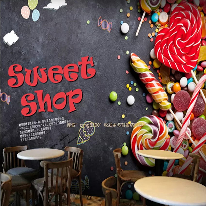 Drop Shipping niestandardowe malowidło ścienne spersonalizowany styl industrialny motyw cukierków deser dla smakoszy tło ścienny Deco., sklep ze słodyczami Tapeta na telefon HD