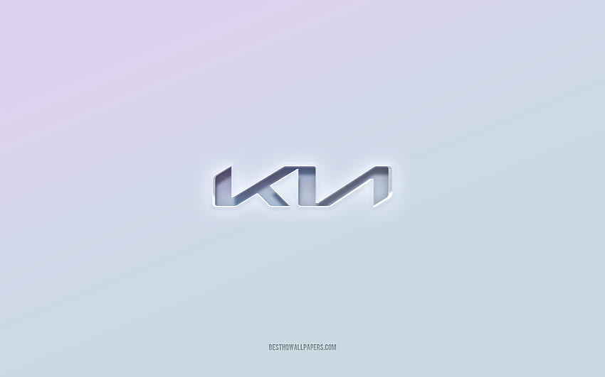 Лого Kia, изрязан 3d текст, бял фон, Kia 3d лого, Kia емблема, Kia, релефно лого, Kia 3d емблема HD тапет