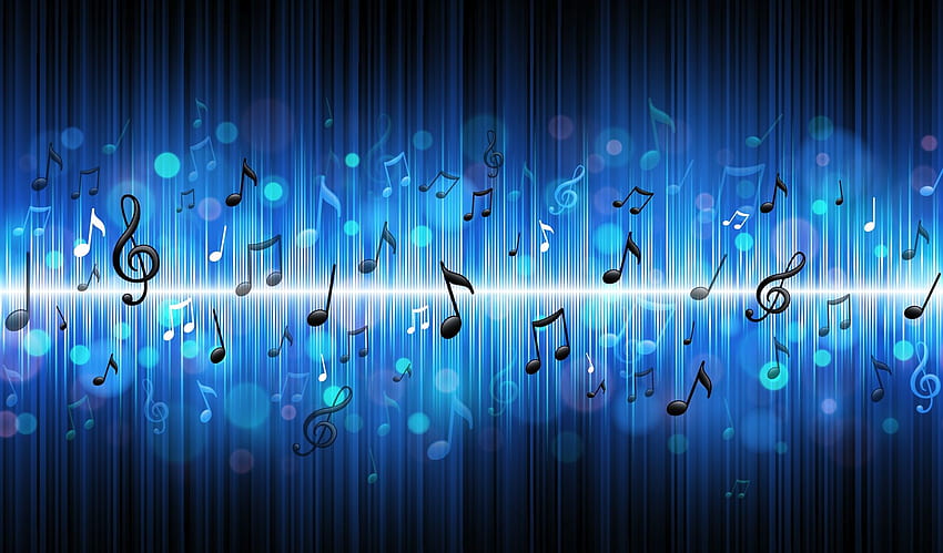 Niebieskie notatki muzyczne szerokoekranowe — identyfikator — strona. Muzyka, nuty muzyczne w tle, nuty, fajna nuta Tapeta HD