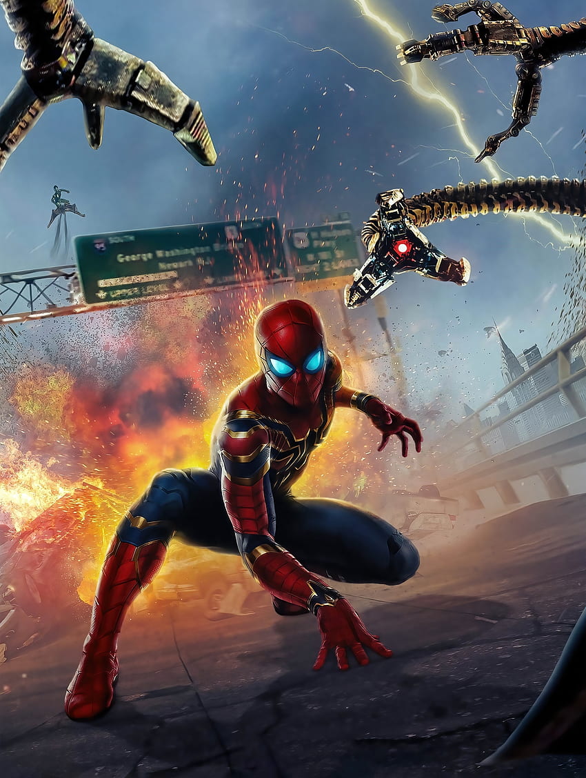 Spider-Man: No Way Home, póster de película, traje nuevo fondo de pantalla del teléfono