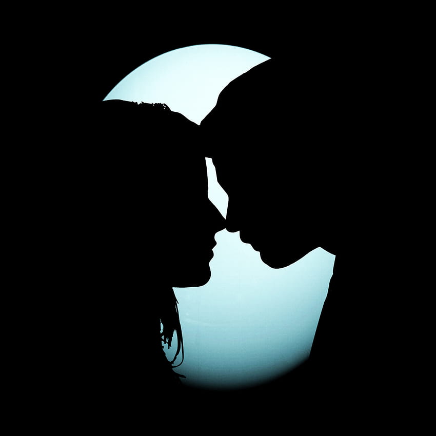 Couple , Silhouette, Together, Romantic, Moon, Black Background, , Black Dark, Black Romance HD phone wallpaper
