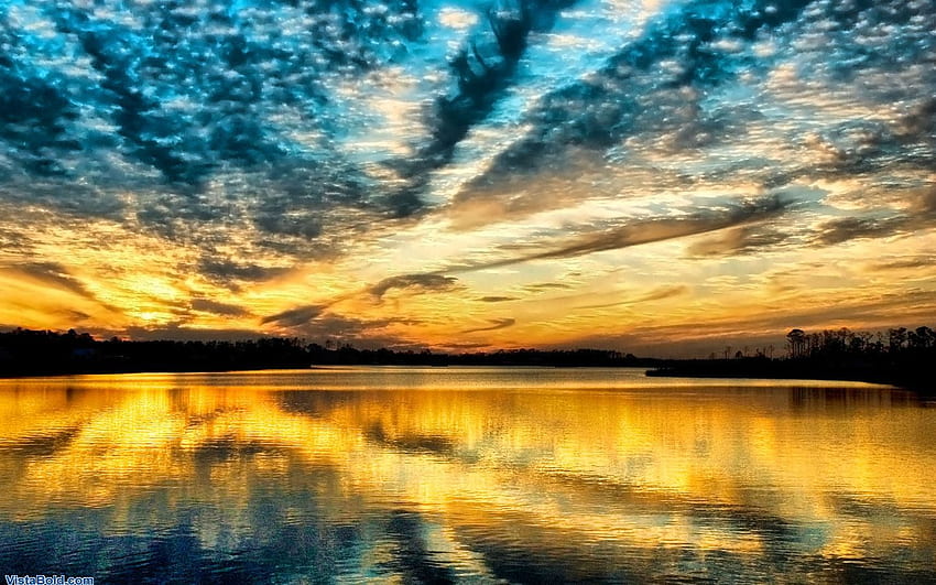 Tramonto, lago, tramonto Sfondo HD