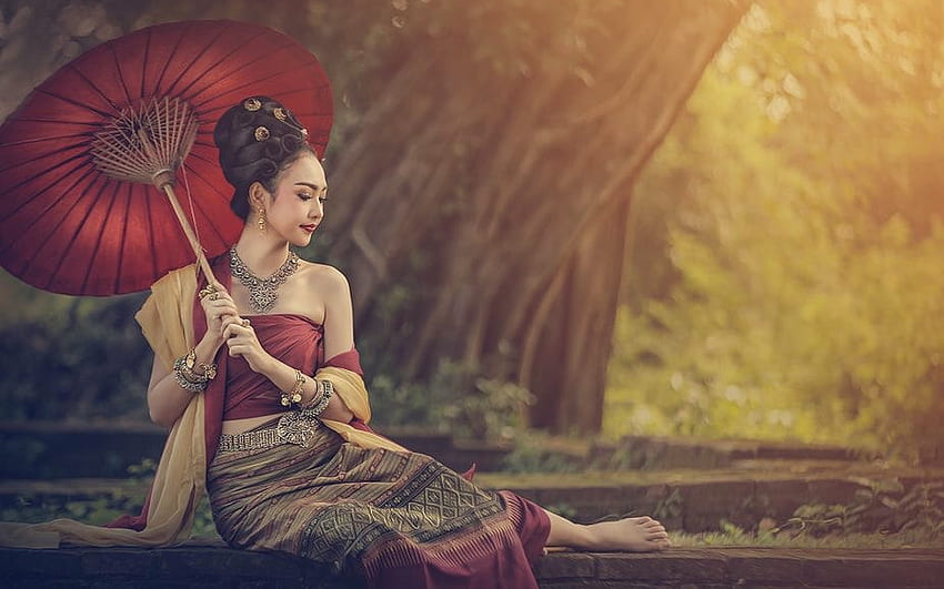 Kecantikan Jepang, payung, kelembutan, Wanita, Oriental, cantik, feminin, cantik Wallpaper HD