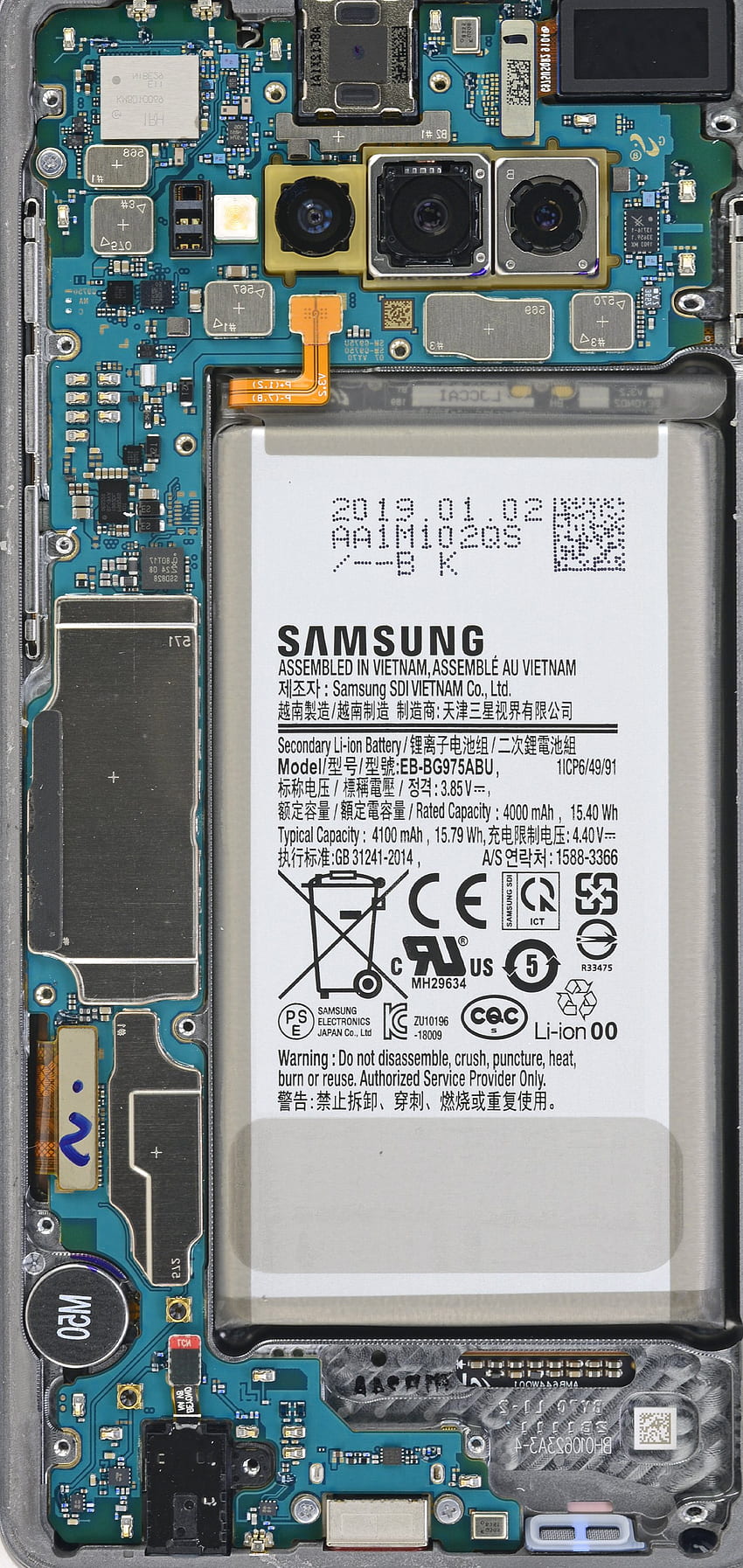 Desmontaje del Samsung Galaxy S10 y S10e fondo de pantalla del teléfono
