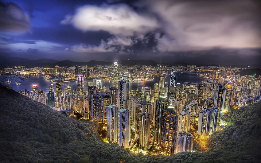 Hong Kong at night China World in jpg format HD wallpaper