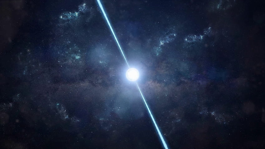 Pulsar nas profundezas do espaço - fundo de movimento de estrelas de nêutrons girando rapidamente papel de parede HD