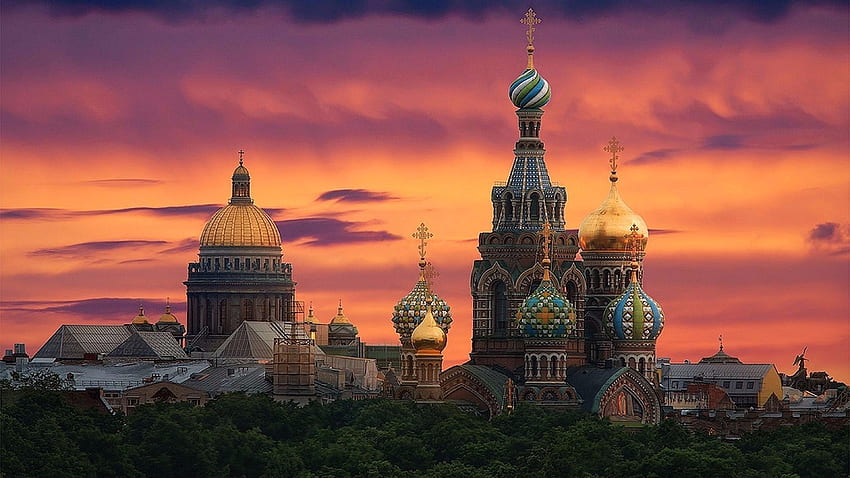 흘린 피의 구세주 교회 - 상트페테르부르크, 러시아, 러시아 도시 HD 월페이퍼