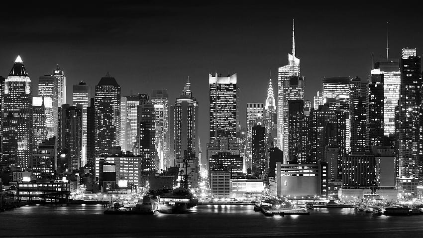 New York Dengan Latar Belakang Hitam Dan Putih Keren Wallpaper HD