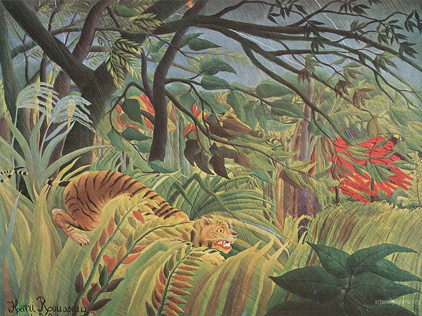 Henri Rousseau , Arte, Dipinti, . Dipinti di Henri Rousseau, Arte della tigre, Arte ingenua Sfondo HD