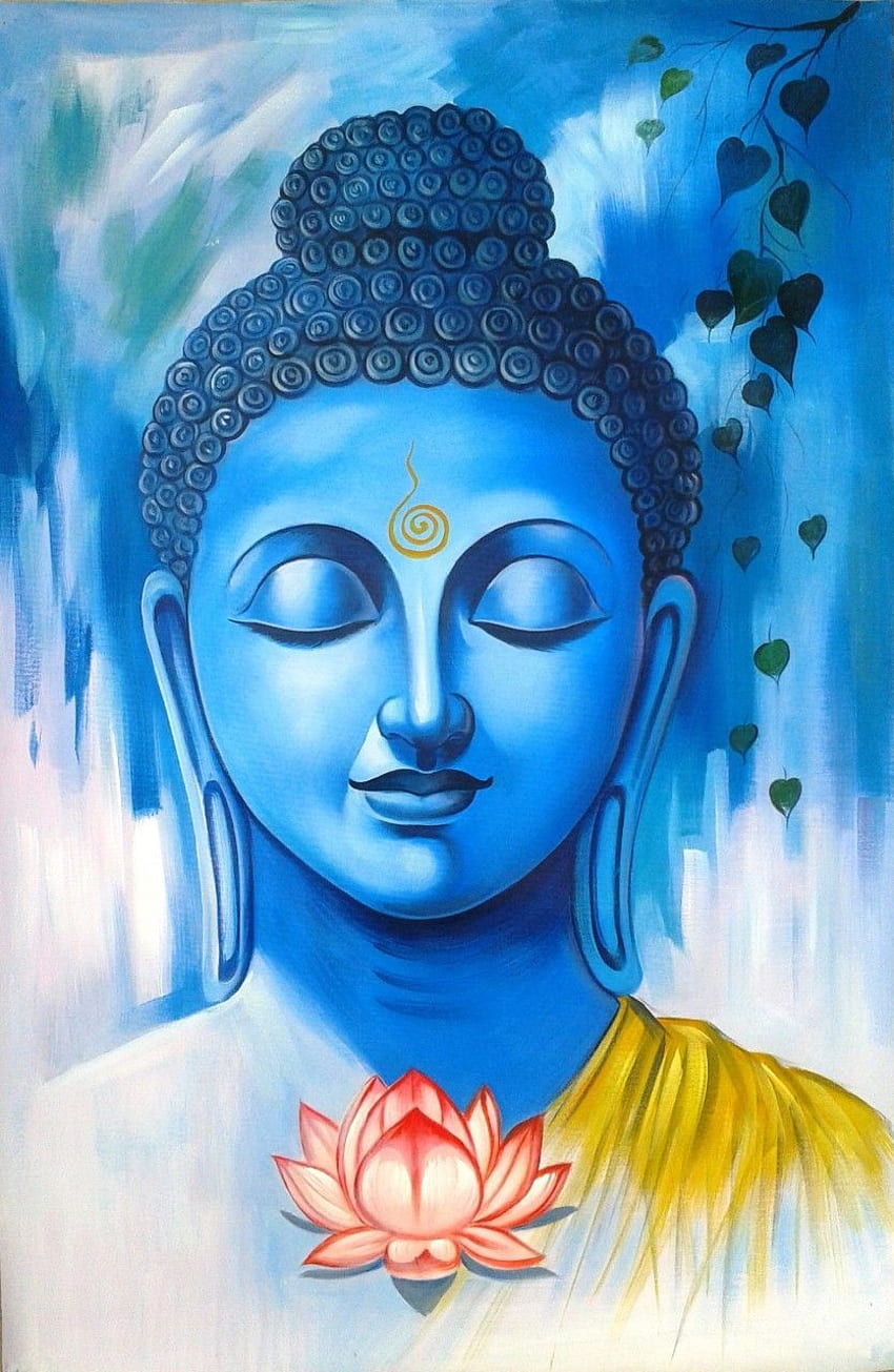 Great Buddha01 - Peinture d'art peinte à la main - 24in X 36in. Peinture d'art de bouddha, peinture de bouddha, art de bouddha, bouddha bleu Fond d'écran de téléphone HD