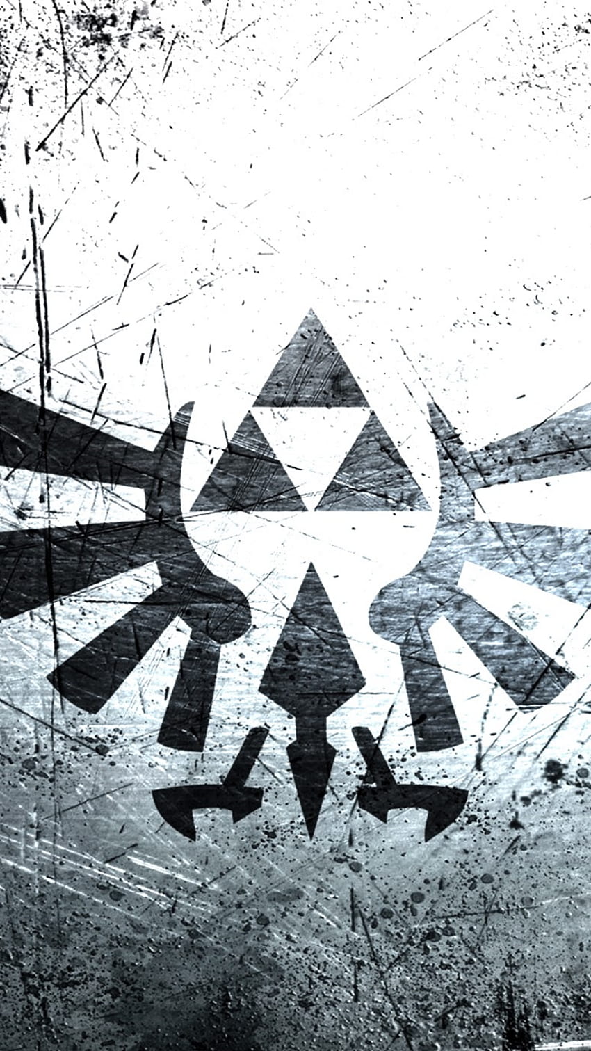 Hylian Crest, The Legend Of Zelda, Logo, Triforce - Zelda Song Of Storms Deon Custom Remix Album, Black and White Zelda Fond d'écran de téléphone HD
