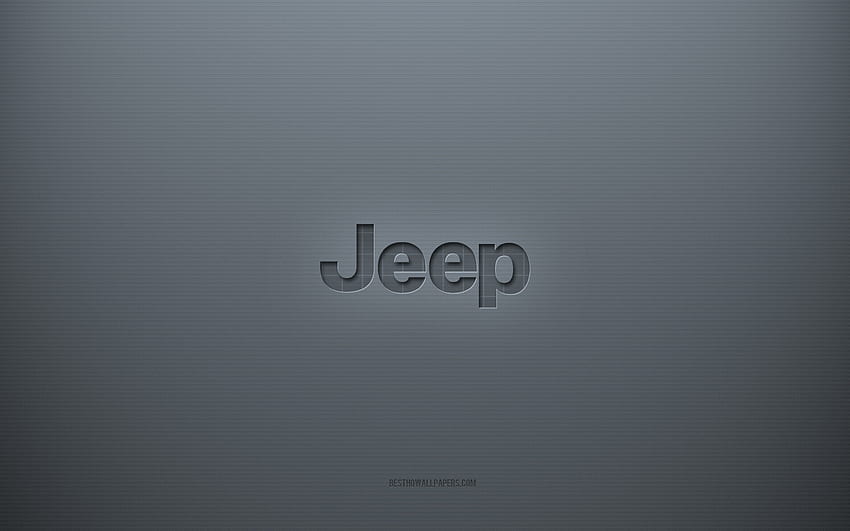 Logo Jeep, szare tło kreatywne, emblemat Jeep, tekstura szarego papieru, Jeep, szare tło, logo Jeep 3d Tapeta HD