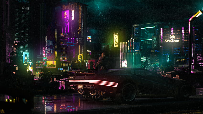 Cyberpunk Rain, Cyberpunk 2077 Night City HD wallpaper