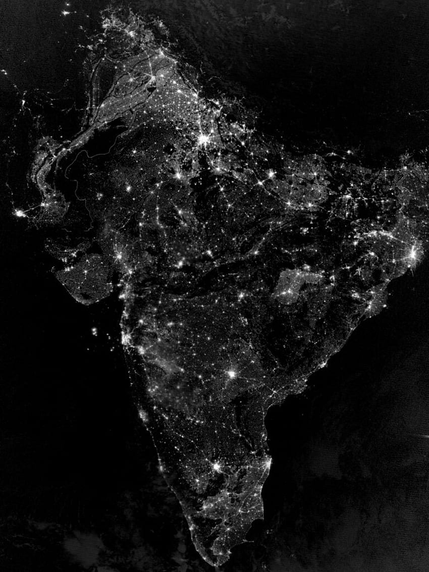 India . Suomi NPP of India at night. Stuart Rankin. Flickr, India Black HD phone wallpaper