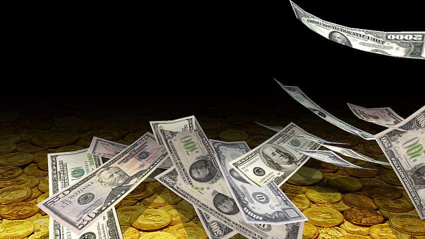 Fallendes Geld 3D Live - Fallendes Geld 3D Live, abstraktes Geld HD-Hintergrundbild