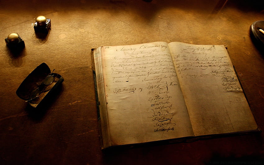 Винтидж страница на книга Писане на документи Ретро хартия Антика - Стара книга - HD тапет
