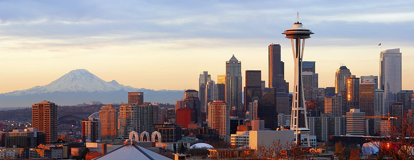 kota, Pemandangan, Seattle, Gunung Rainier Wallpaper HD
