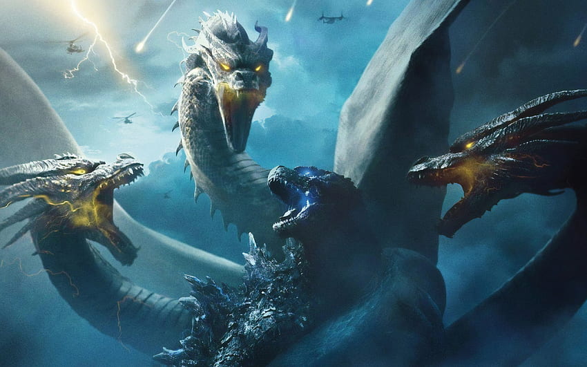 Godzilla King of the Monsters, naga, poster, film 2019, Fiksi ilmiah dengan resolusi . Kualitas tinggi Wallpaper HD