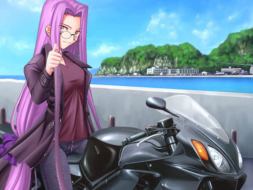 piloto com bicicleta, outro, meninas, anime papel de parede HD
