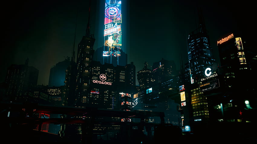 Cyberpunk 2077 Night City Cityscape Dark Cyberpunk Neon City Lights Atmosphere Lights - ความละเอียด: วอลล์เปเปอร์ HD