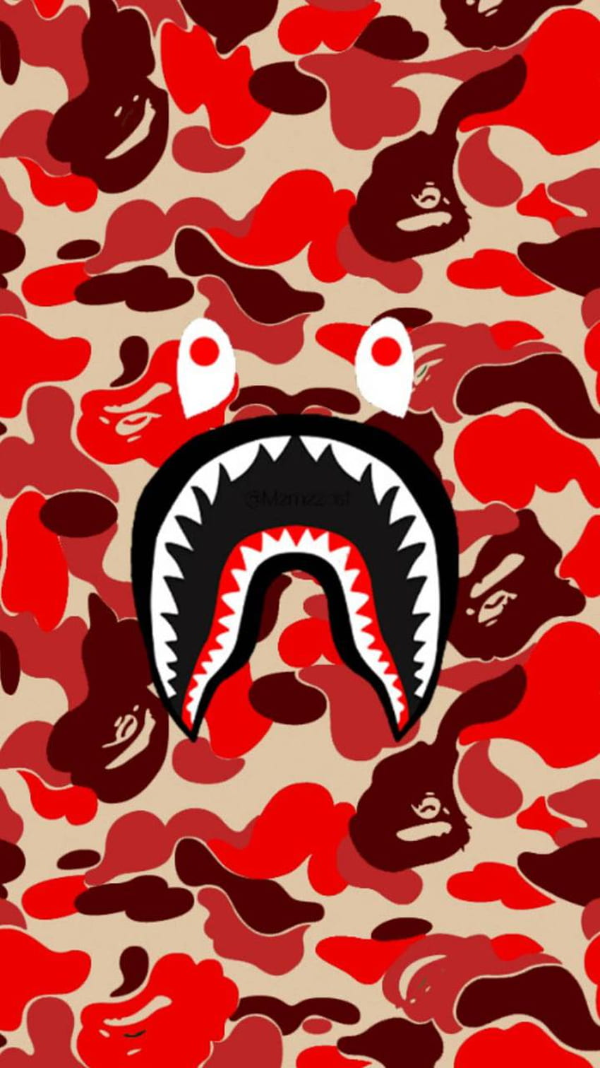 Bape Shark RED Wallpaper  Bape shark wallpaper Bape wallpapers Bape shark