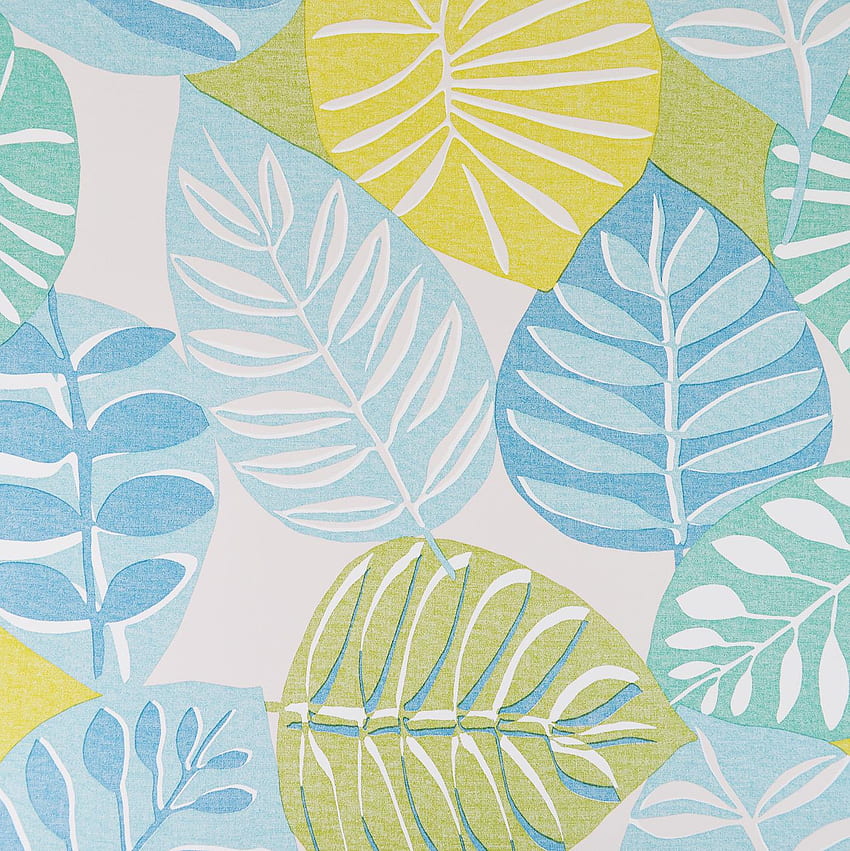Grandeco Stamped Leaves Yellow Teal Palm Leaf Green Grey White. eBay, Yellow Leaf HD phone wallpaper