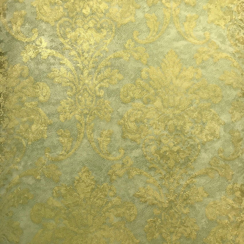 green gold brass, Green Damask HD phone wallpaper