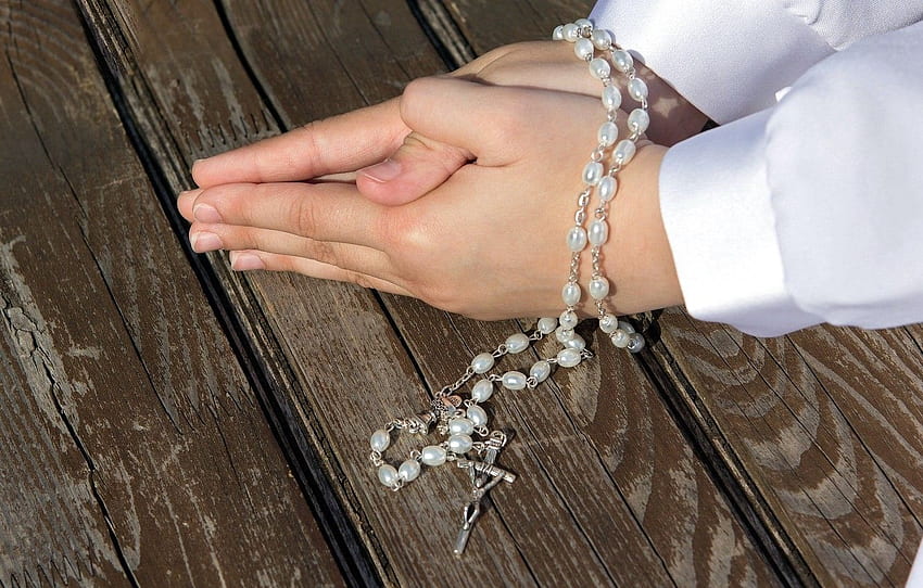 hands, beads, gesture, cross, prayer, rosary HD wallpaper
