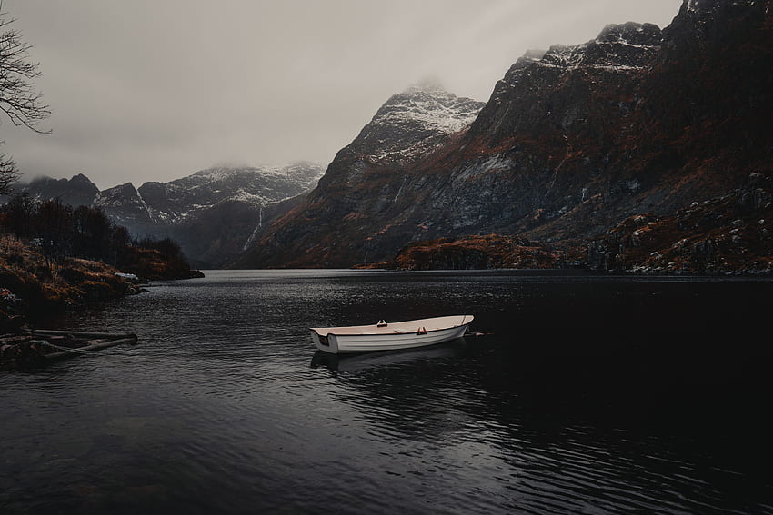 Nature, Mountains, Lake, Fog, Boat HD wallpaper