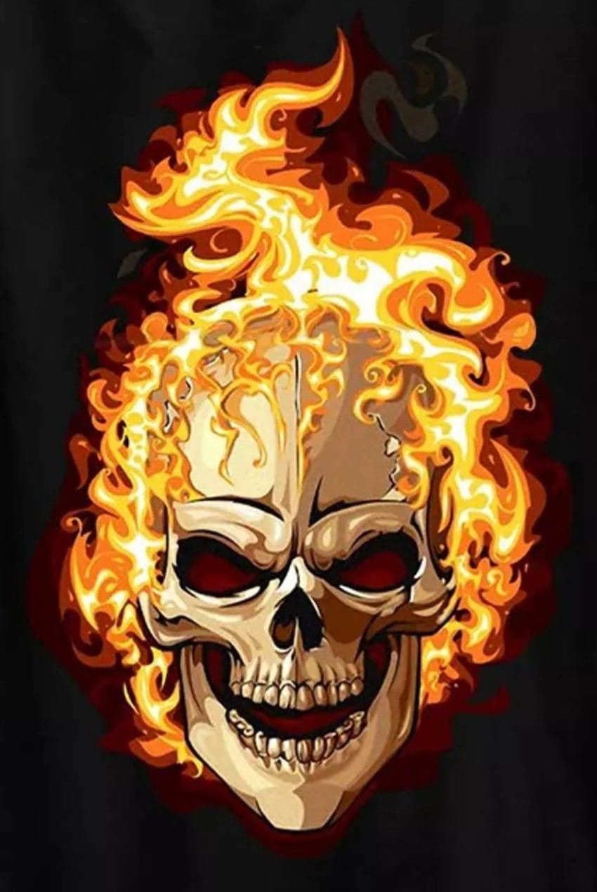 Flaming Skull. Skull art, Skull , Skull, Orange Skull HD phone wallpaper