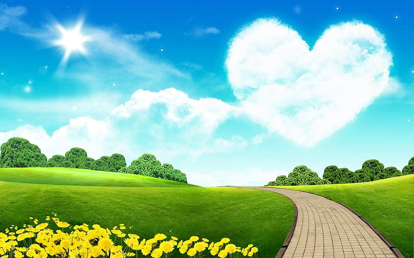 Big heart on the sky - beautiful nature landscape HD wallpaper