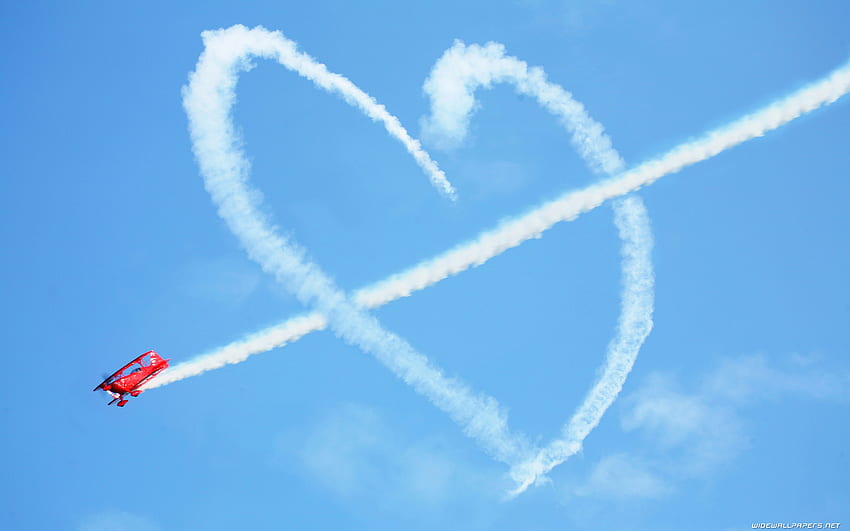 облак сърце, валентин, 3d, абстрактно, любов, самолет, небе, сърце, облак HD тапет
