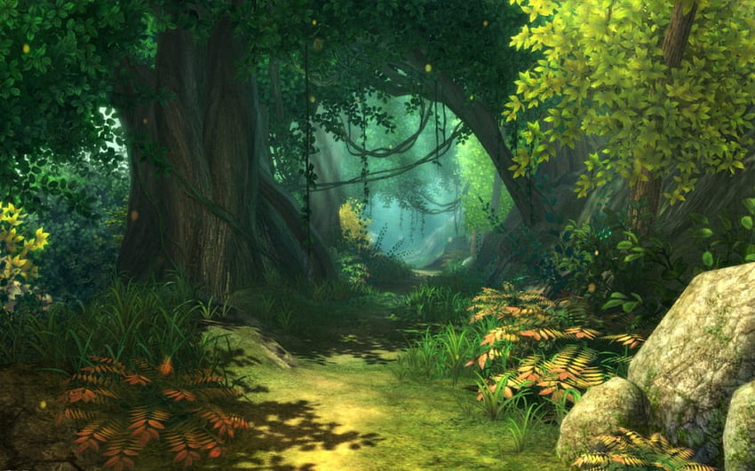 Büyülü orman, ağaçlar, doğa, orman, yeşil HD duvar kağıdı