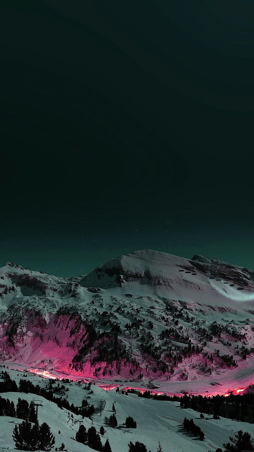 아이폰. 하늘, 자연, 분홍, 밤, 빛, 산, 어두운 산 HD 전화 배경 화면